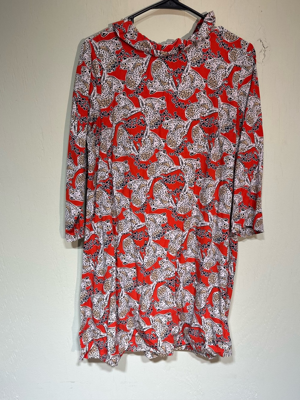 Crown & Ivy red cheetah print long sleeve mini dress women’s size medium